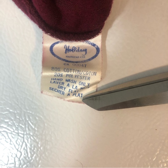 VTG Holiday Knitwear Velour Nightgown Burgundy Maroon Keyhole Neckline Button - Picture 7 of 11